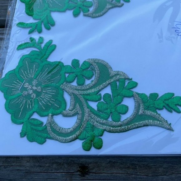 Green Embroidery Patches Craft Clothes Iron On Patches Set of 2 - Picture 4 of 9